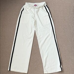 Edkited White Track Pants with Black Stripes
